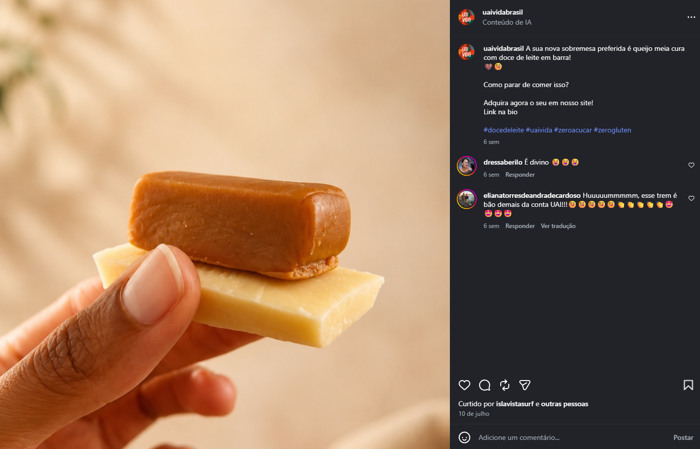 Doce de leite Uai com queijo